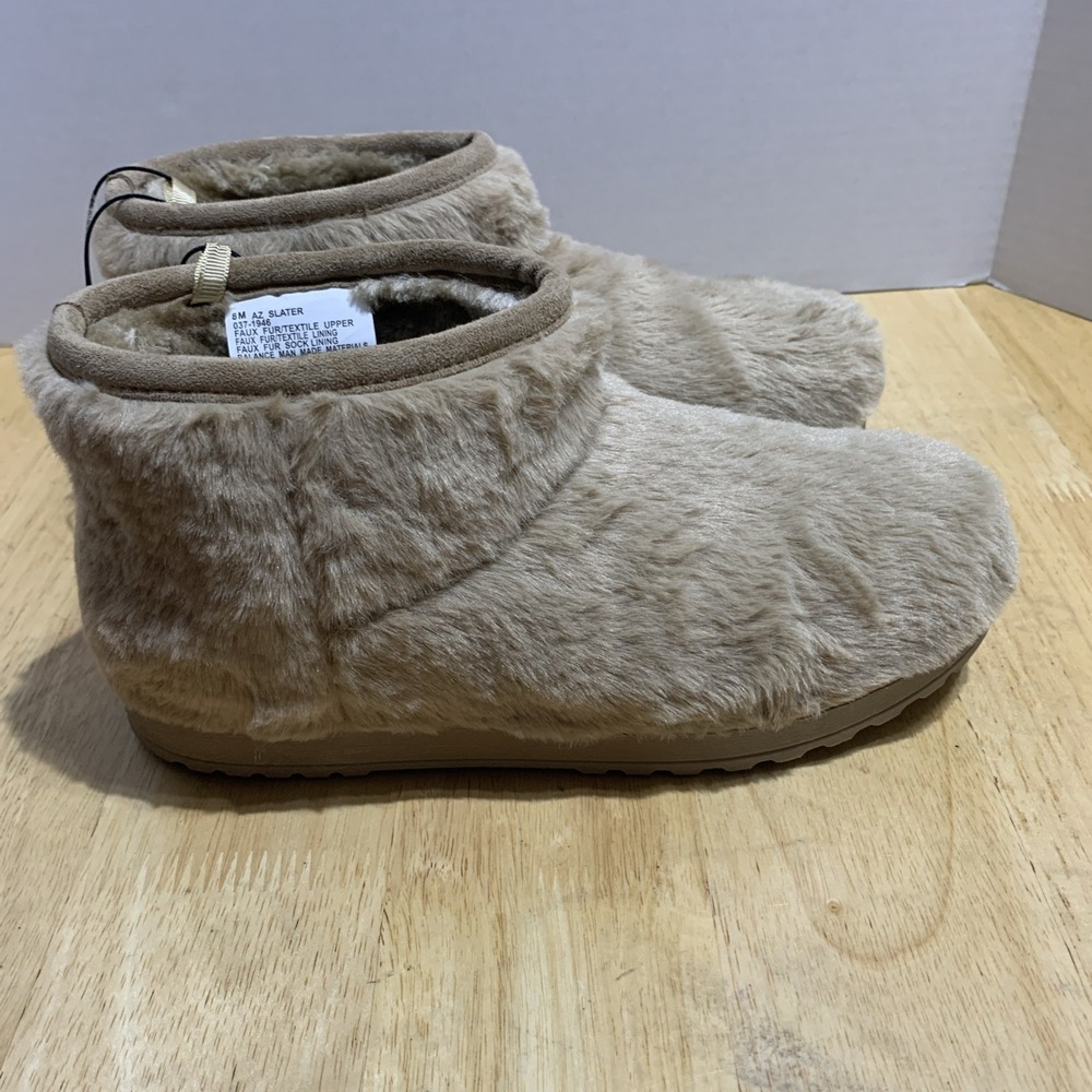 ARIZONA JEAN CO WOMEN'S‎ Az Slater Sand TAN FAUX FUR SHORT BOOTS SIZE 8 - Picture 2 of 8